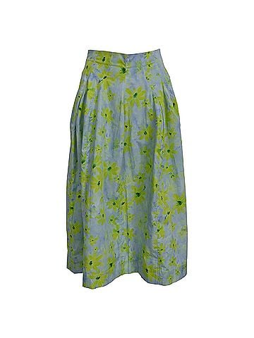 MARNI Marni Floral-Print Midi A-Line Skirt in Multicolor Cotton (view 1)