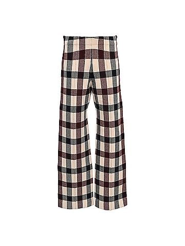 Victoria Beckham Victoria Victoria Beckham Check Printed Trousers in Multicolor Viscose (view 1)