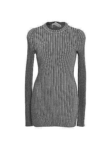 Victoria Beckham Victoria Beckham Metallic Body-Con Rib Mini Dress in Grey Acetate (view 1)