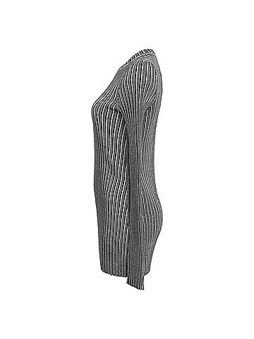 Victoria Beckham Victoria Beckham Metallic Body-Con Rib Mini Dress in Grey Acetate (view 2)