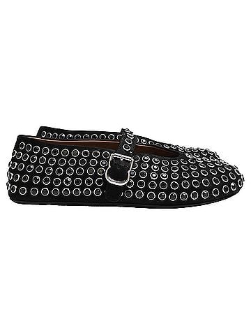 Alaïa Alaïa Crystal-Embellished Ballet Flats in Black Suede (view 1)