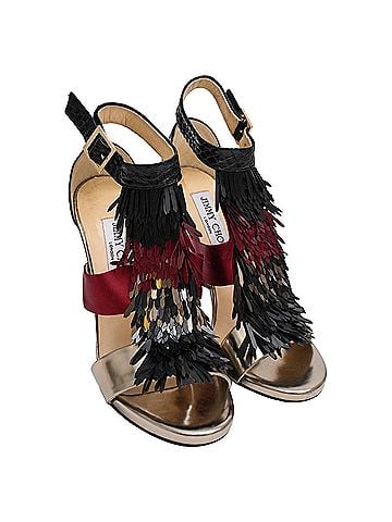 Jimmy Choo Jimmy Choo Fedora Fringe Sandals in Multicolor Satin (view 2)