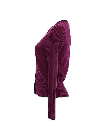 Tory Burch Tory Burch V-Neck Cardigan in Burgundy Cashmere (view 2)