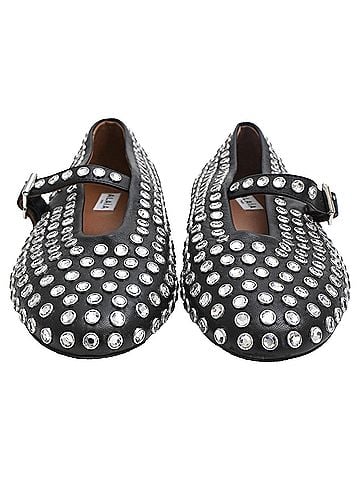 Alaïa Alaïa Strass Ballet Flats in Black Lambskin Leather (view 2)