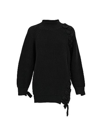 Victoria Beckham Victoria Beckham Oversized Chunky Knit Sweater in Black Cotton (view 1)