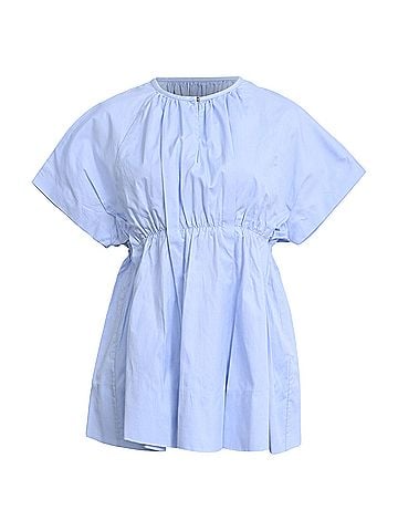 Victoria Beckham Victoria Beckham Short Sleeve Blouse in Light Blue Cotton (view 1)
