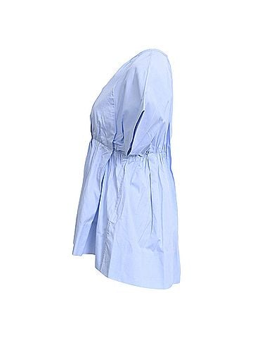 Victoria Beckham Victoria Beckham Short Sleeve Blouse in Light Blue Cotton (view 2)