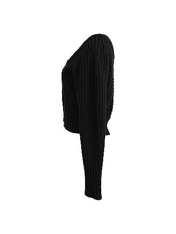 Alexander McQueen Alexander McQueen Cropped Cable-Knit Cardigan in Black Cashmere (view 2)
