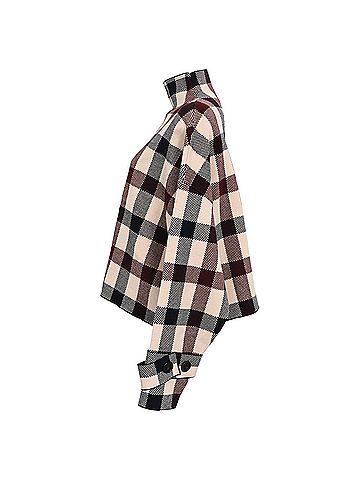 Victoria Beckham Victoria Victoria Beckham Cropped Plaid Funnel-Neck Jacquard Sweater in Multicolor Viscose (view 2)