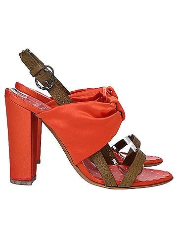 Moschino Moschino Cheap and Chic Bow Detail Sandals in Orange Satin (view 1)