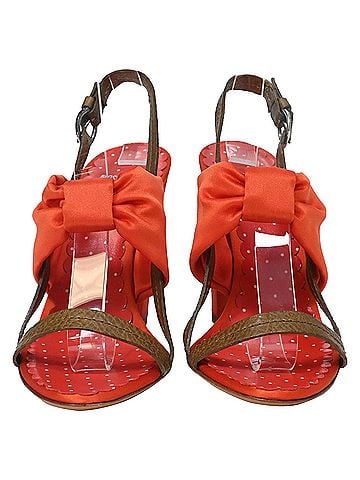 Moschino Moschino Cheap and Chic Bow Detail Sandals in Orange Satin (view 2)