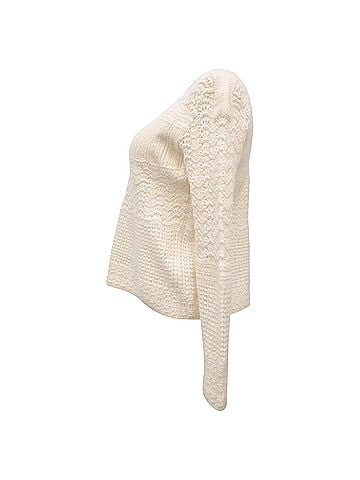 Loro Piana Loro Piana Knitted Lace-Effect Sweater in Cream Cashmere (view 2)