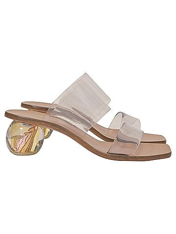 Cult Gaia Cult Gaia Jila Floral Sandals in Transparent Vinyl and Brown Leather (view 1)
