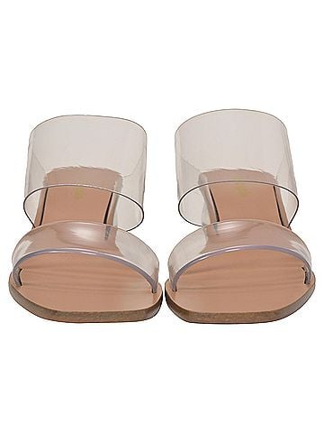 Cult Gaia Cult Gaia Jila Floral Sandals in Transparent Vinyl and Brown Leather (view 2)