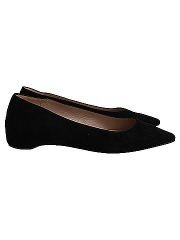 Stuart Weitzman Stuart Weitzman Pointed-Toe Ballet Flats in Black Suede (view 1)