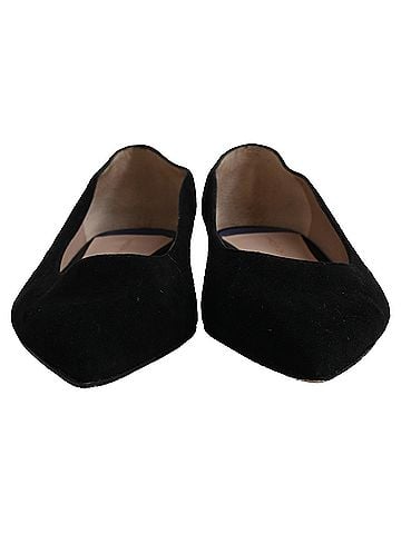Stuart Weitzman Stuart Weitzman Pointed-Toe Ballet Flats in Black Suede (view 2)