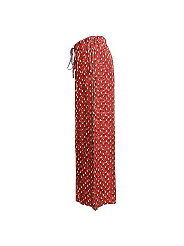 Max Mara Max Mara Robin Wide-Leg Tiger-Print Trousers in Burgundy Silk (view 2)