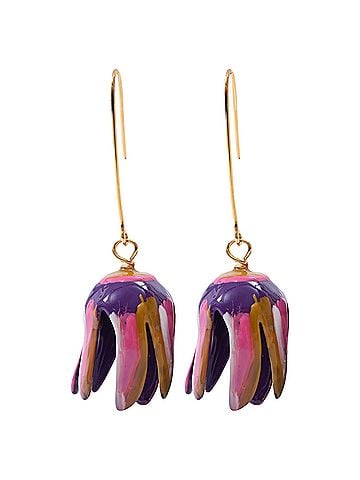 MARNI Marni Tulip-Shaped Drop Earrings in Multicolor Brass (view 2)