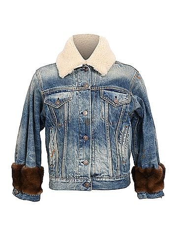 Gucci Gucci Sheared Collar Tiger Print Denim Jacket in Blue Cotton (view 1)