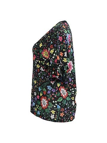 Victoria Beckham Victoria Beckham Floral-Printed Printed Ruffle T-Shirt in Multicolor Cotton (view 2)
