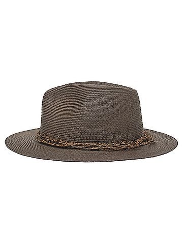 Eugenia Kim Eugenia Kim Feather Fedora Hat in Dark Brown Straw (view 2)