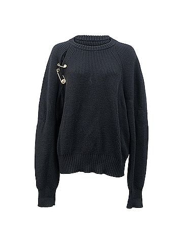 Versace Versace Oversized Safety Pin Sweater in Black Wool (view 1)