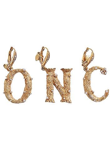Oscar De La Renta Oscar De La Renta Alphabet "O, N, C" Single Earrings in Gold Metal (view 1)