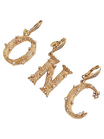 Oscar De La Renta Oscar De La Renta Alphabet "O, N, C" Single Earrings in Gold Metal (view 2)