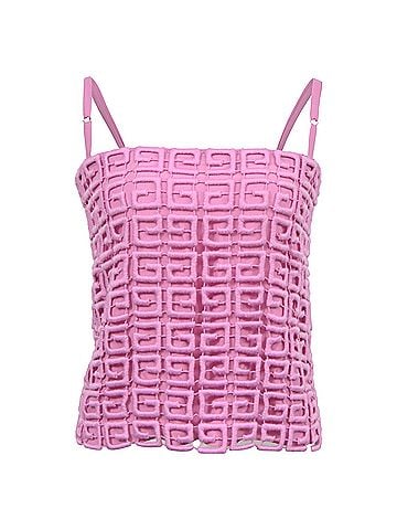 Givenchy Givenchy Guipure 4g Camisole Blouse in Pink Wool (view 1)