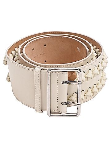 Alexander McQueen Alexander McQueen Braided Belt in White Leather (view 1)