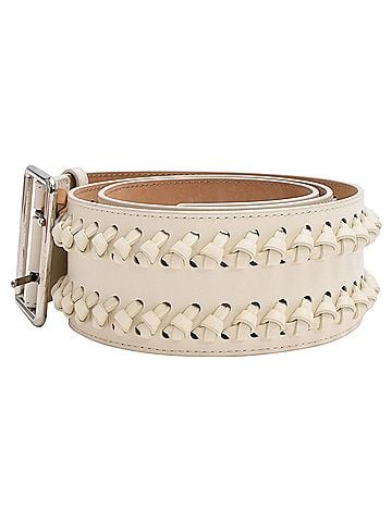 Alexander McQueen Alexander McQueen Braided Belt in White Leather (view 2)