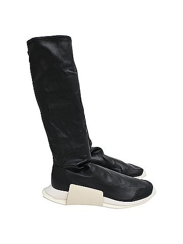 Rick Owens Rick Owens x Adidas Level Sock Runner Boots in Black Leather (view 1)