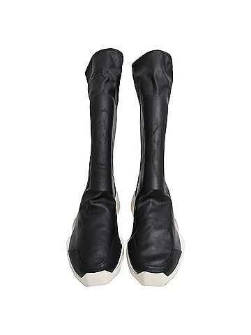 Rick Owens Rick Owens x Adidas Level Sock Runner Boots in Black Leather (view 2)