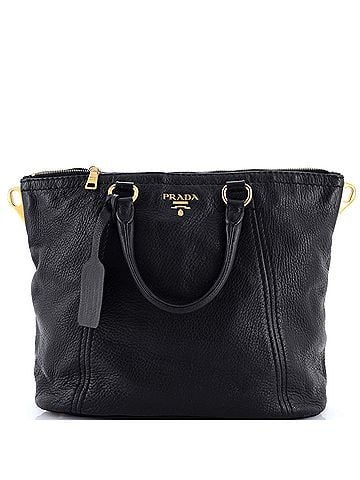 Prada Top Zip Convertible Tote Vitello Daino Large (view 1)