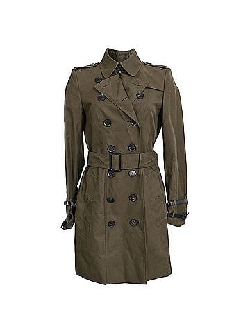 Burberry Burberry Queensborough Mid-Length Trench Coat in Olive Cotton (view 1)