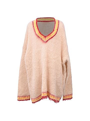 MARNI Marni Oversized V-Neck Sweater In Multicolor Mohair (view 1)