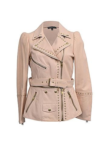 Alexander McQueen Alexander McQueen Studded Jacket in Nude Leather (view 1)