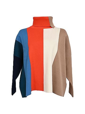 Victoria Beckham Victoria Beckham Striped Turtleneck Sweater in Multicolor Viscose (view 1)