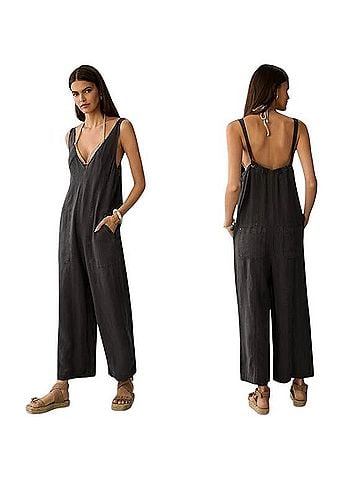Pilcro V-Neck Linen Jumpsuit Jumpsuit (view 1)