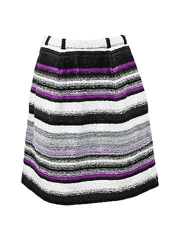 Oscar De La Renta Oscar de la Renta Striped Blend Pencil Skirt in Purple Mohair (view 1)