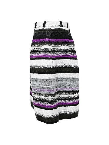 Oscar De La Renta Oscar de la Renta Striped Blend Pencil Skirt in Purple Mohair (view 2)