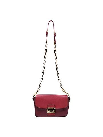 Miu Miu Miu Miu Chain Crossbody Bag in Burgundy Leather (view 1)