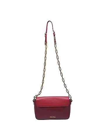 Miu Miu Miu Miu Chain Crossbody Bag in Burgundy Leather (view 2)