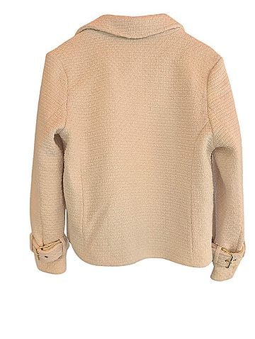 Karl Lagerfeld Paris Ivory Boucle Biker Jacket (view 2)