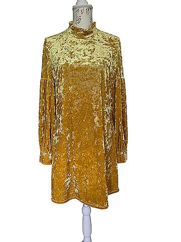 Derek Lam 10 Crosby Goldenrod Velvet Turtleneck Cocktail Dress (view 1)