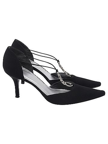 Stuart Weitzman Stuart Weitzman Embellished T-Strap D'Orsay Pumps in Black Satin (view 1)