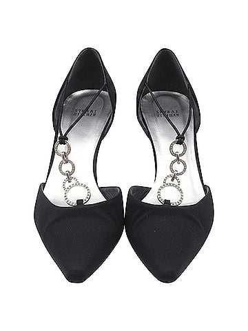 Stuart Weitzman Stuart Weitzman Embellished T-Strap D'Orsay Pumps in Black Satin (view 2)