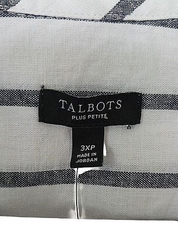 Talbots Refreshing Stripe Linen Popover Short Sleeve Blouse (view 2)