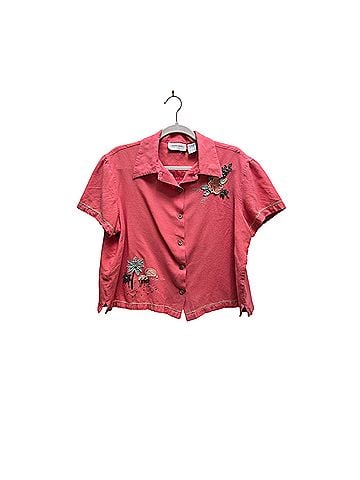 Lemon Grass Tropical theme Short Sleeve Button-Down Shirt (view 1)