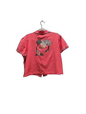 Lemon Grass Tropical theme Short Sleeve Button-Down Shirt (view 2)